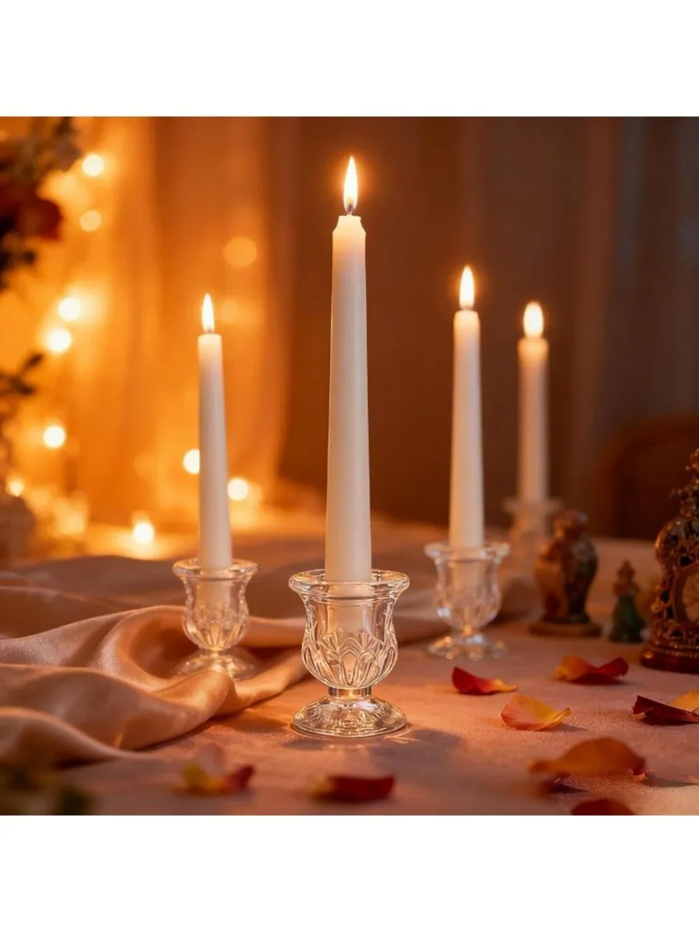48 Clear Glass Taper Candle Holders - Elegant 2.5in Candle Holders for Home